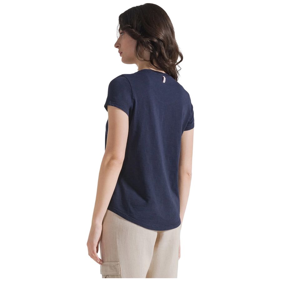T-shirt a maniche corte in cotone flammè blu da donna Deha | D4251325515